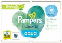 Pampers Harmonie Aqua vlažne maramice, bez plastike, 9 x 48 komada