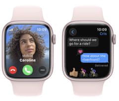 Apple Watch Series 9 pametni sat, GPS, 45 mm, rozo aluminijsko kućište, sportski remen M/L, svijetlo roza (MR9H3QH/A)