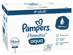 Pampers Harmonie Aqua dječje maramice za čišćenje, 15 x 48 komada, 720 maramice