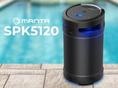 Manta PK5120 prijenosni zvučnik, Bluetooth, 100W, STEREO 360°, baterija, RGB LED, IPX5, FM Radio, USB, crni