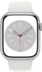 Apple Watch Series 8 pametni sat, 45 mm, kućište Silver, remen White (MP6N3BS/A)