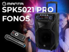 Manta SPK5021 PRO FONOS prijenosni KARAOKE zvučnik, Bluetooth, TWS, crna