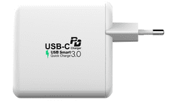 MAX mrežni punjač s USB, USB/A + USB/C s funkcijom QuickCharge, bijela