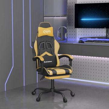 Vidaxl Gamerska stolica s osloncem za noge, crna i zlatna, umjetna koža