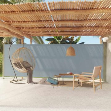 Vidaxl Uvlačna bočna tenda za terasu 180 x 600 cm siva