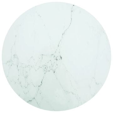 Vidaxl Ploča stola Bijela Ø90x1 cm Staklena s mramornim uzorkom
