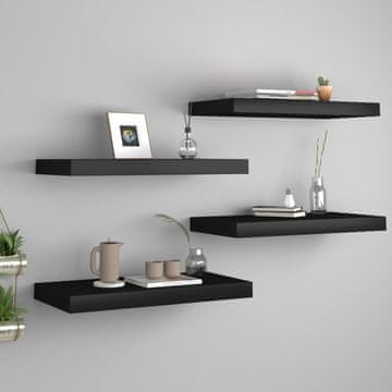 Vidaxl Zidne police, 4 kom, crne, 50 x 23 x 3,8 cm, MDF