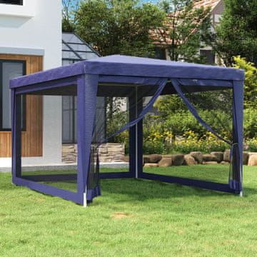 Vidaxl Mrežasti šator za zabavu s 4 stijenke plavi 3x4 m HDPE