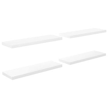 Vidaxl Plutajuće zidne police 4 kom sjajne bijele 80x23,5x3,8 cm MDF