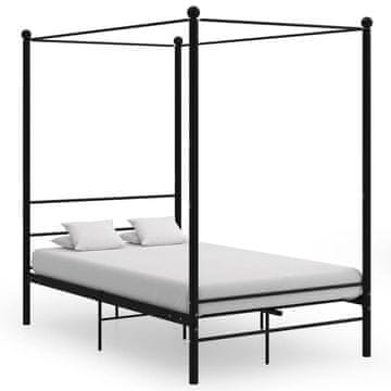 Vidaxl Okvir za krevet s baldahinom, crni metal, 120 x 200 cm