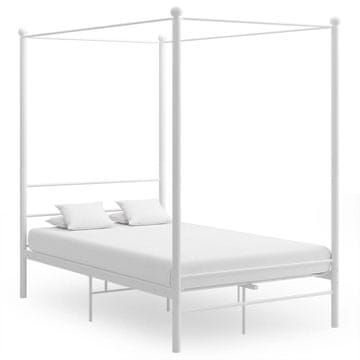 Vidaxl Okvir za krevet s baldahinom, bijeli metal, 120 x 200 cm