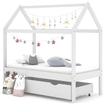 Vidaxl Dječji okvir za krevet s ladicama bijeli bor 70x140 cm