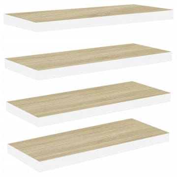 Vidaxl Plutajuće zidne police 4 kom hrast i bijele 80x23,5x3,8 cm MDF