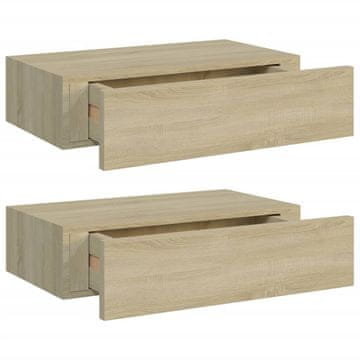 Vidaxl Zidne police s ladicom 2 kom boja hrasta 40 x 23,5 x 10 cm MDF