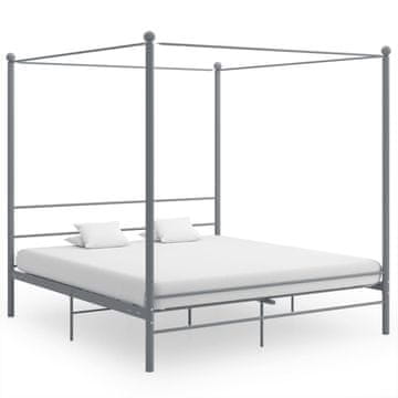 Vidaxl Okvir za krevet s baldahinom, sivi, metalni, 180 x 200 cm