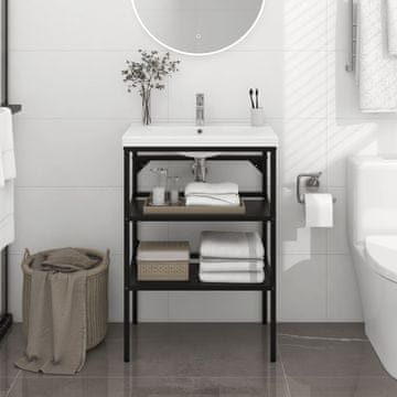 Vidaxl Okvir za umivaonik crni 59x38x83 cm željezni