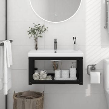 Vidaxl Okvir za zidni umivaonik crni 59x38x31 cm