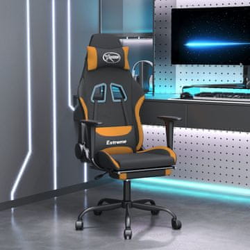 Vidaxl Gamerska stolica s osloncem za noge i masažom, crna i narančasta