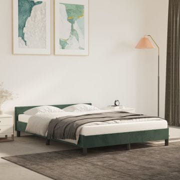 Vidaxl Okvir kreveta bez madraca tamnozeleni 140x190 cm baršun