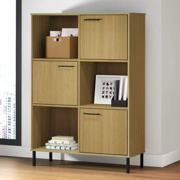 Vidaxl OSLO Polica s metalnim nogama smeđa 90x35x128,5 cm drvo