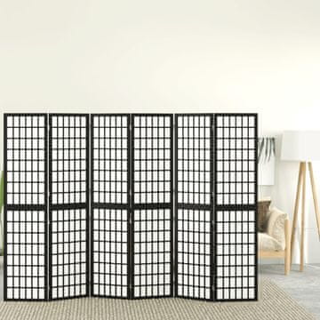 Vidaxl Sklopivi paravan 6 panela japanski stil 240x170 cm crni