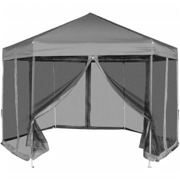 Vidaxl Vrtni šator sa 6 zidova, 3,6 x 3,1 m, siv