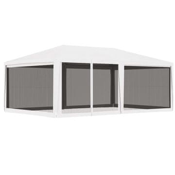 Vidaxl Šator za zabave s 4 mrežasta bočna zida 4 x 6 m bijeli
