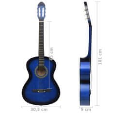 Vidaxl Klasična gitara za početnike plava 4/4 39 od drva lipe