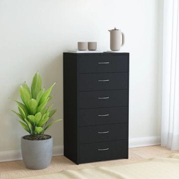 Vidaxl Komoda sa 6 ladica crna 50 x 34 x 96 cm iverica