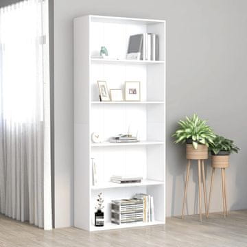Vidaxl Polica s 5 razina, bijela, 80x30x189 cm, iverica