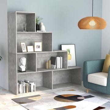 Vidaxl Polica za knjige/Pregrada Betonsko-siva 155x24x160 cm