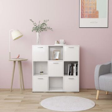 Vidaxl Polica za knjige, bijela, 90x30x90 cm, materijal na bazi drva