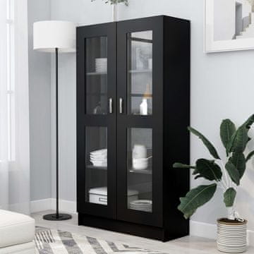 Vidaxl Vitrina, crna, 82,5 x 30,5 x 150 cm, iverica