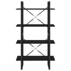 Vidaxl Ormarić za knjige 4 razine crni 80x30x140 cm konstruirano drvo