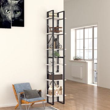 Vidaxl Polica za knjige, bijela, 40x30x210 cm, materijal na bazi drveta