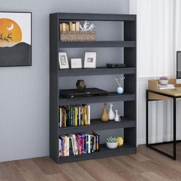 Vidaxl Polica za knjige/Pregrada siva 100x30x167,5 cm masivni bor