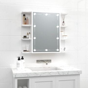 Vidaxl Ormarić s ogledalom s LED rasvjetom bijeli 70x16,5x60 cm