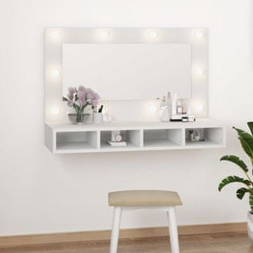 Vidaxl Ormarić s ogledalom s LED rasvjetom bijeli 90x31,5x62 cm