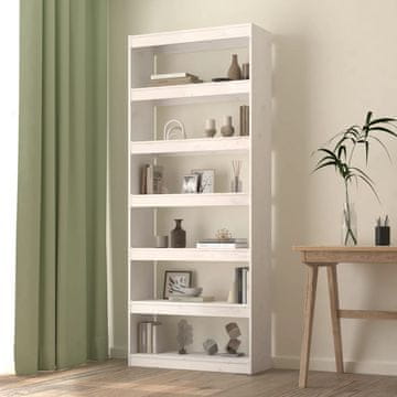 Vidaxl Polica za knjige/Pregrada, bijela, 80x30x199,5 cm, bor