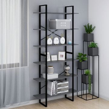 Vidaxl Visoka polica za knjige siva 100x30x210 cm masivno borovo drvo