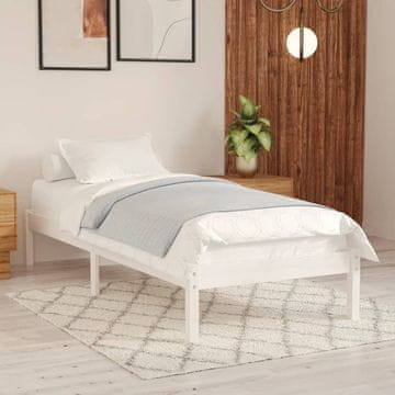 Vidaxl Okvir za krevet od bijelog punog drva 75x190 cm za jednu osobu