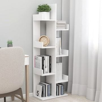 Vidaxl Polica za knjige, bijela 48x25,5x140 cm, materijal na bazi drveta