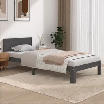 Vidaxl Okvir za krevet sivi masivni borov drvo 90 x 200 cm