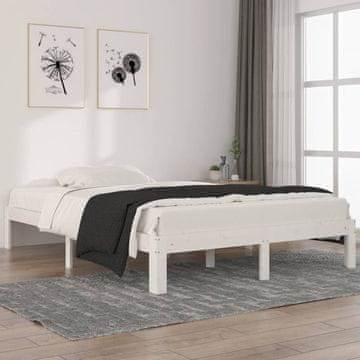Vidaxl Okvir za krevet Bijeli Masivni borov drvo 140 x 200 cm