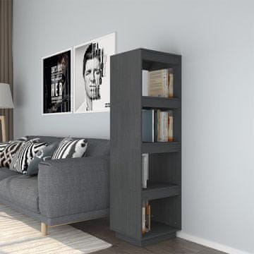 Vidaxl Polica za knjige/Pregrada siva 40x35x135 cm borovina