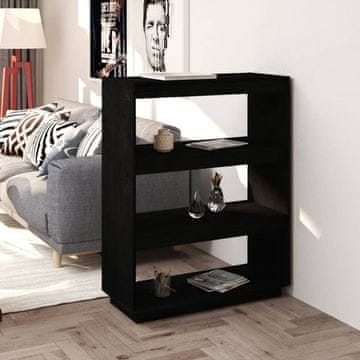 Vidaxl Polica za knjige/Pregrada Crna 80x35x103 cm Bor