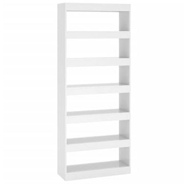 Vidaxl Ormarić za knjige / pregrada sjajni bijeli 80x30x198 cm drvena