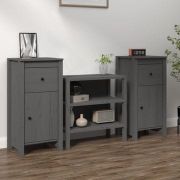 Vidaxl Ormarići, set od 2, sivi, 40x35x80 cm, masivno borovo drvo