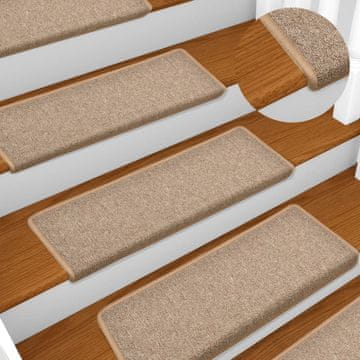 Vidaxl Prostirke za stepenice 15 kom 65x21x4 cm svijetlosmeđe pravokutne rubove