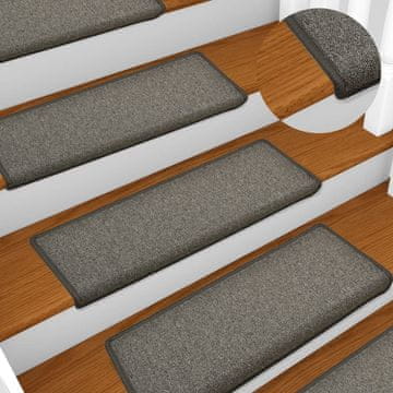 Vidaxl Prostirke za stepenice 15 kom 65x21x4 cm tamnosive pravokutne rubove